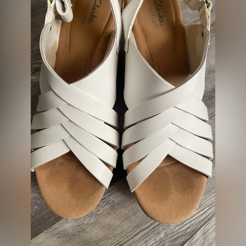 Elegant White Cork Wedge Sandals
